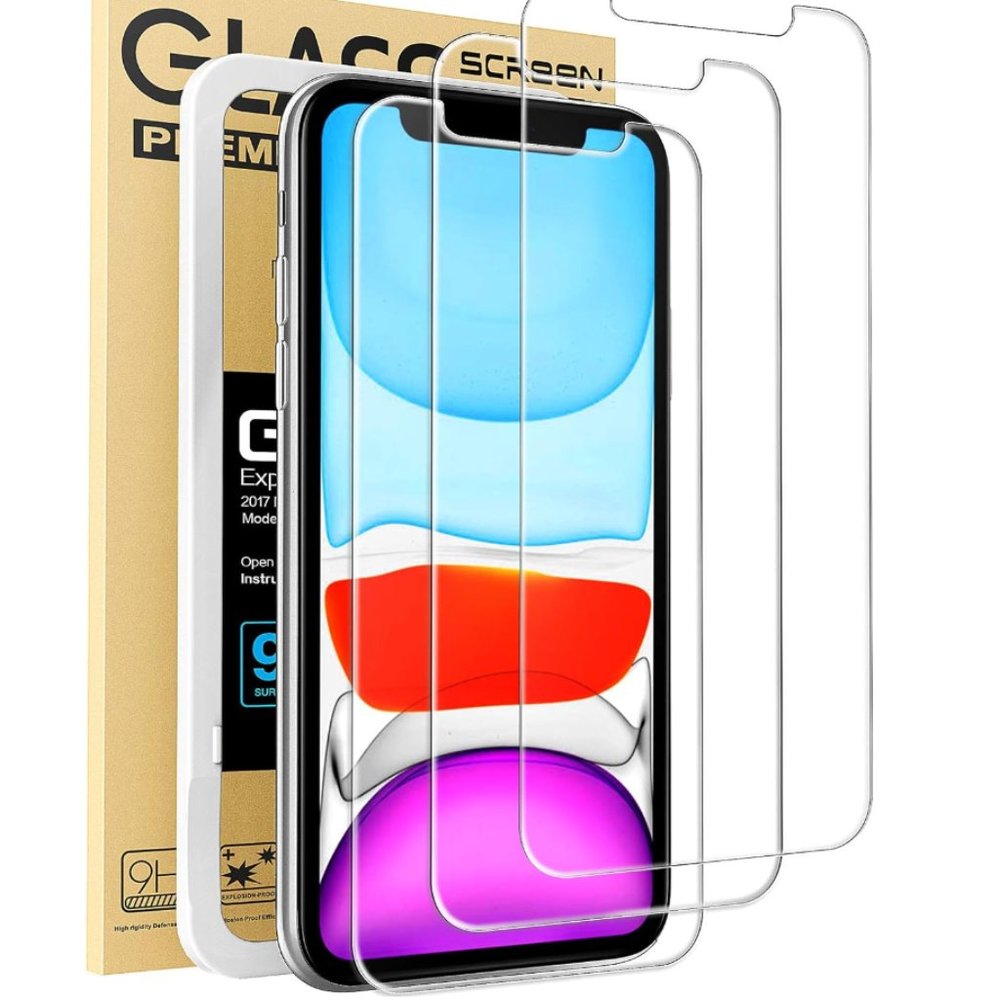 Screen Protector, Tempered Glass Film Apple iPhone 11 or iPhone XR, 3-Pack Clear